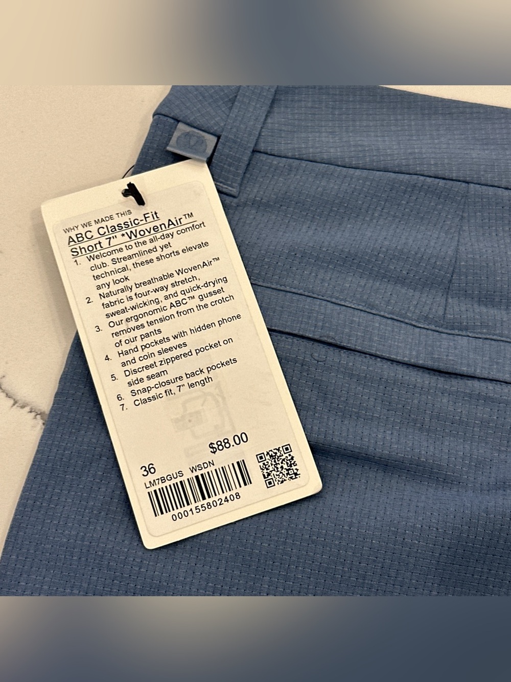Lululemon ABC Classic-Fit Short 7" WovenAir  Mens Size 36, Blue NWT - Picture 10 of 10